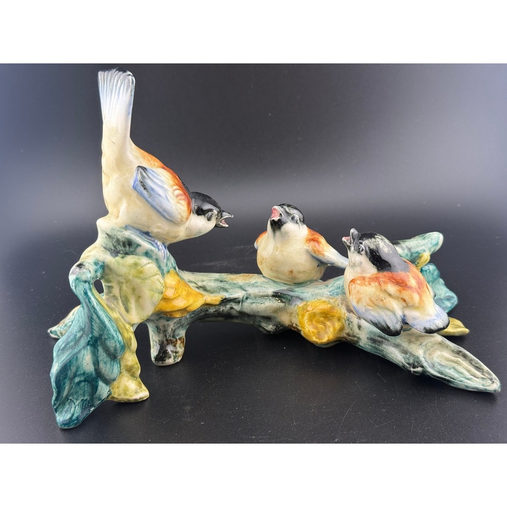 Stangl Pottery Birds Figurine 3581 Vintage Hand Painted Ceramic Triple Decor